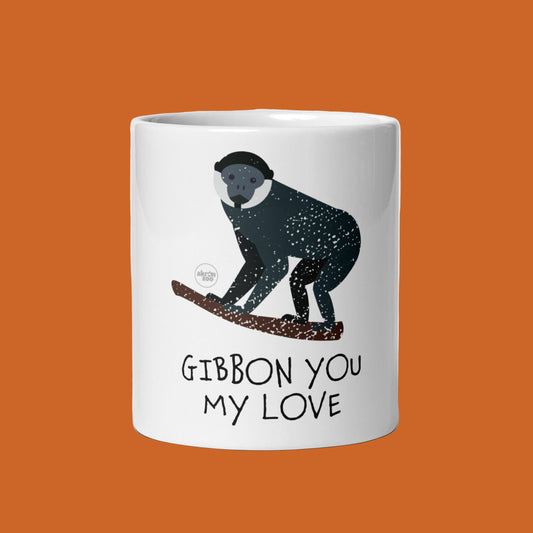 Gibbon You My Love - White glossy mug