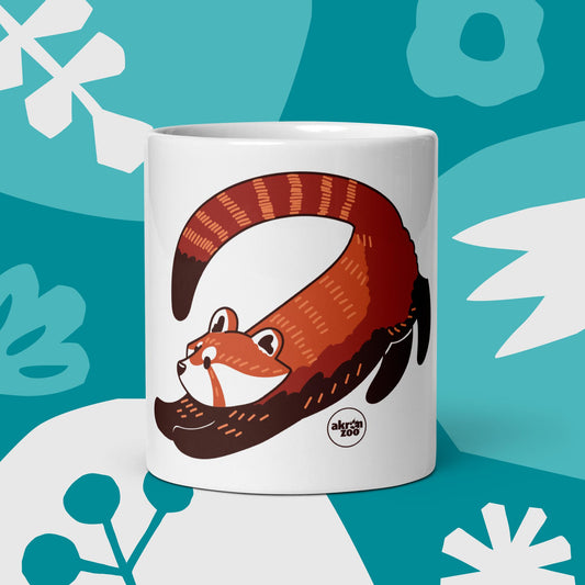 Stretching Red Panda - White glossy mug