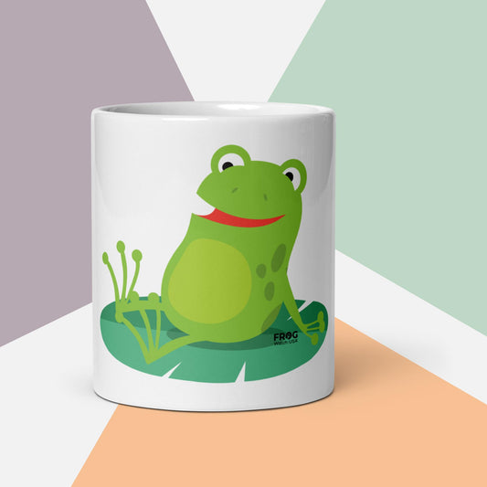 Resting Frog - White glossy mug